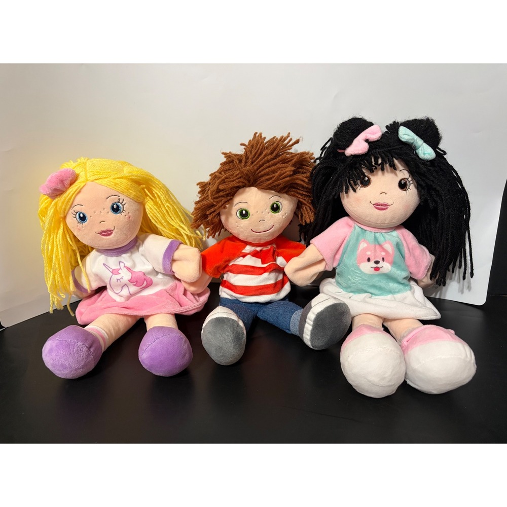 Playtime by Eimmie x Plushible Rag Doll Set of 3 Yarn Hair Soft Plush 12 Inch